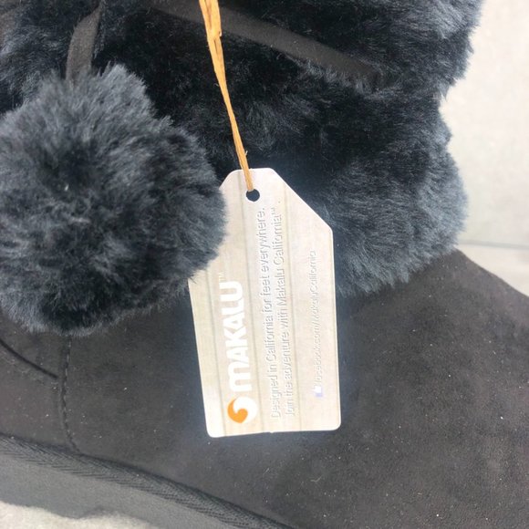 Makalu Tani Faux Fur Lined Pom Pom Boot bootie, Black, Women's 10 - Picture 7 of 8